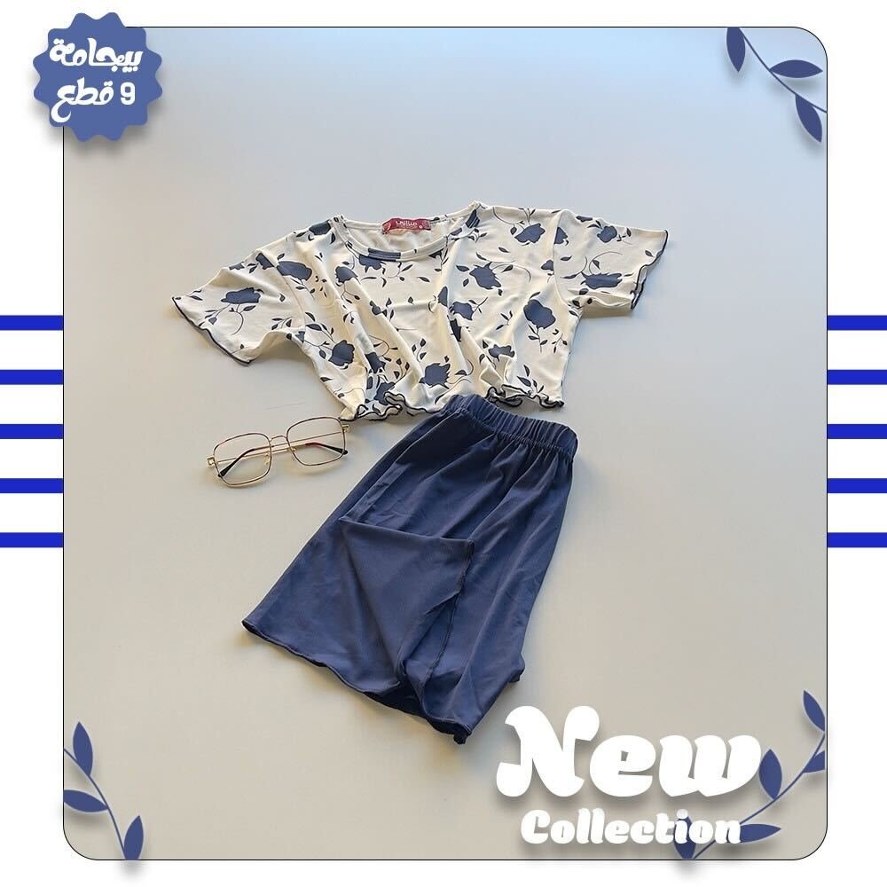 بيجامة ورد كحلي 1 - الصورة 3