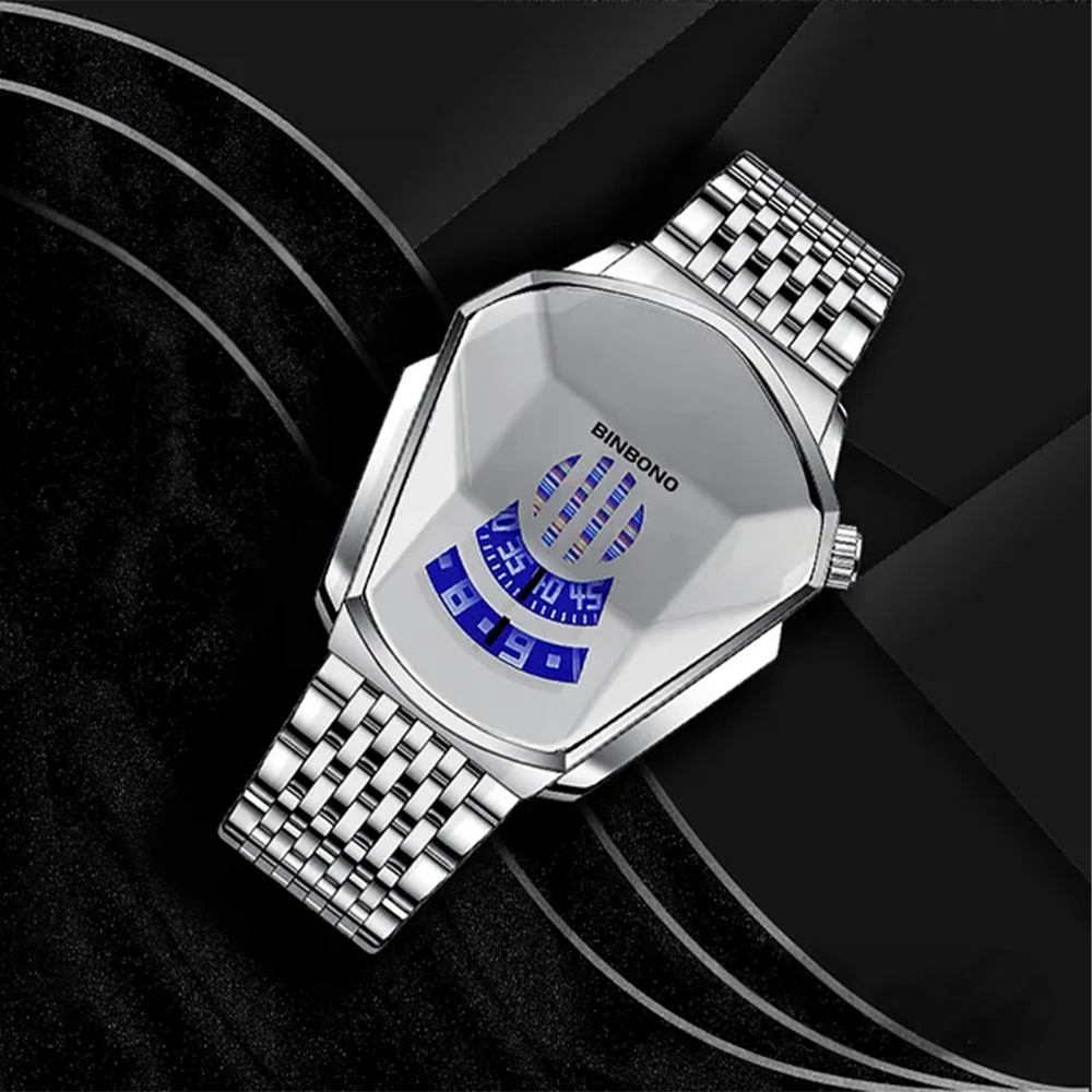 ساعة رجالي بسوار معدن فضي - الصورة 3